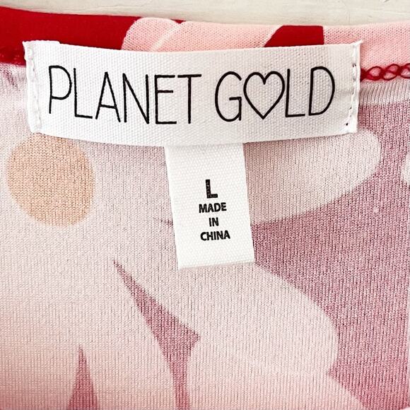 PLANET GOLD “Tango Red” Daisy Print Ruffle Hem Dress, L, NWT! - Picture 8 of 10